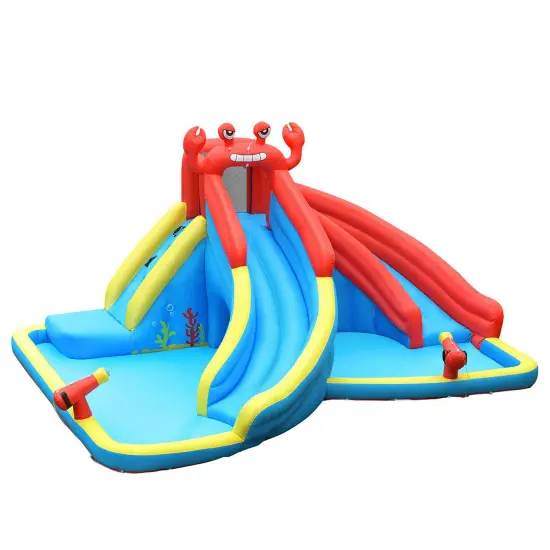 Costway Inflatable Water Slide Crab Dual Slide Bounce House Splash Pool Without Blower {1}