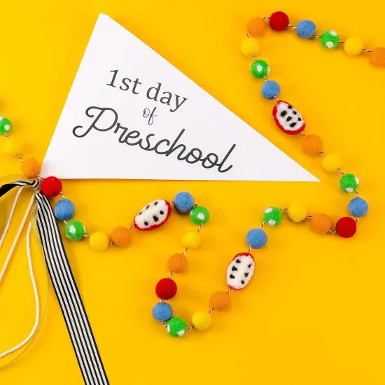 Back to School Apple Felt Ball Garland {4}