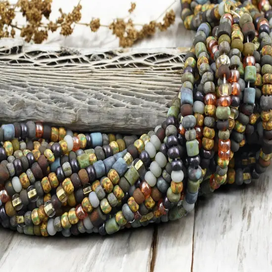 6/0 Aged Matte Fuji Picasso Tube Mix Seed Beads (20" Strand) {3}