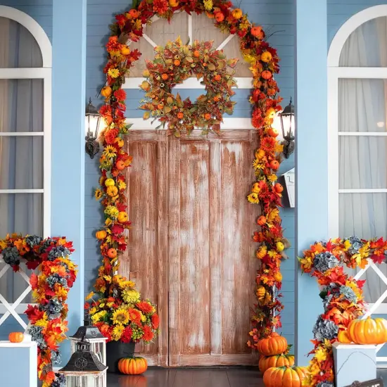22 inch Artificial Fall Wreaths for Front Door {2}