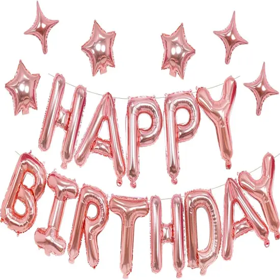 24pcs 3D Rose Gold Premium Mylar Foil Letter with 6pcs Star Balloons Kits for Kids Boys {1}