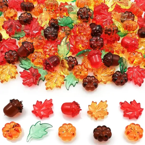 125 Pieces Fall Acrylic Pumpkin for Table Scatter {1}