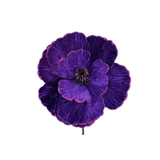 Velvet Fantasy Flower Pick &ndash; 9&rdquo; Faux Floral in Black or Purple for Halloween & Gothic Decor {2}