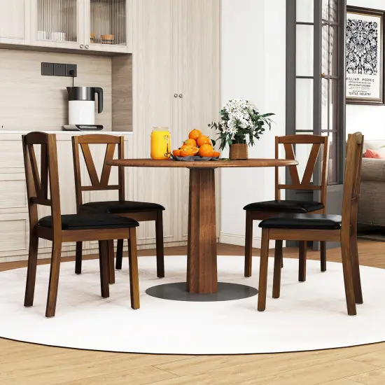 Costway Dining Chairs Set of 2/4 PU Leather Dining Room Chairs with Hollowed Backrests {6}