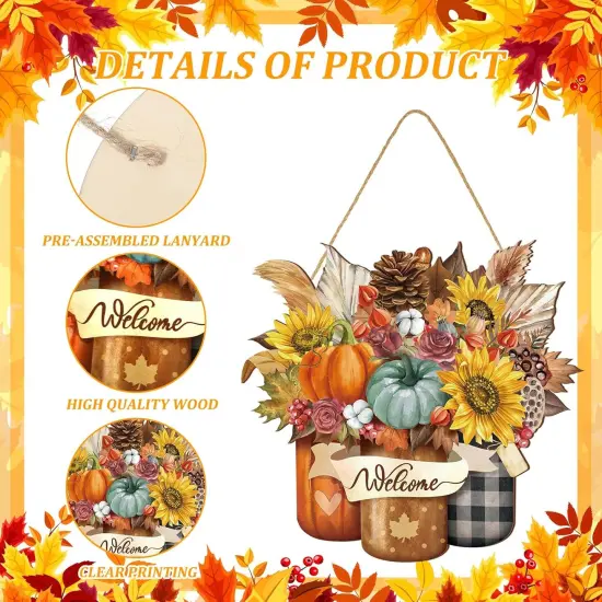 Fall Welcome Door Sign Porch (Bright Pattern) {3}