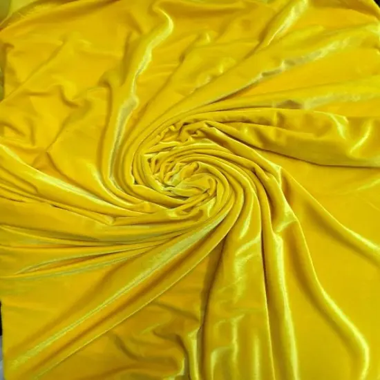 1 Yard Golden Yellow Stretch Velour Fabric Luxuriously Soft Plush with Graceful Flow 58/60 Inch Width {3}
