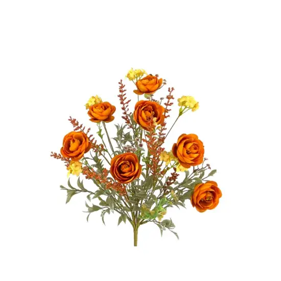 21" Fall Ranunculus Filler Bush &ndash; Artificial Autumn Flower Spray for Seasonal Wreaths & Decor-56880OR {1}