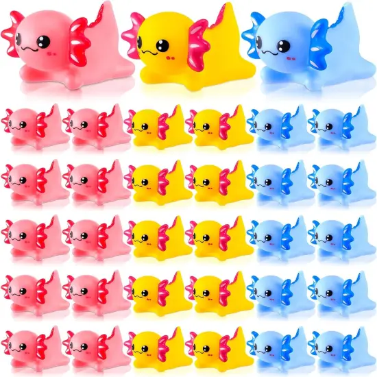 30 Pcs Axolotl Rubber Ducks - Pink, Yellow, Blue {1}