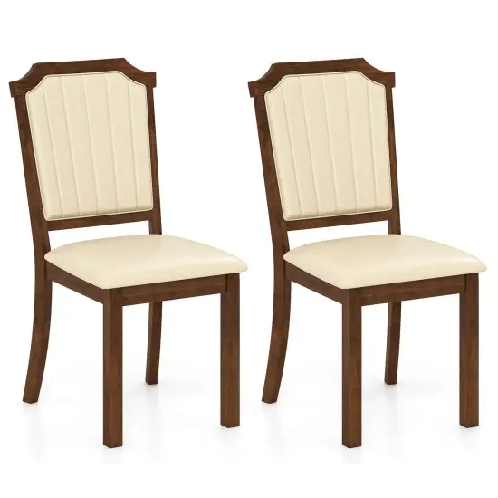 Costway Dining Chair Set of 2/4 Upholstered Kitchen Chair with PU Leather & Rubber Wood Frame {7}