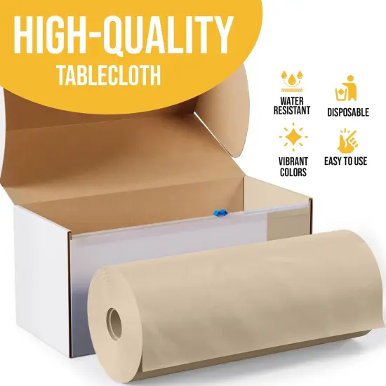  Party Solids 54" x 300' Plastic Table Cover Roll with Slide Cutter &ndash; Cut-to-Size Dispenser Box &ndash; Makes Up to 36 Disposable 8' Rectangle Tablecloths by Exquisite Ivory {4}