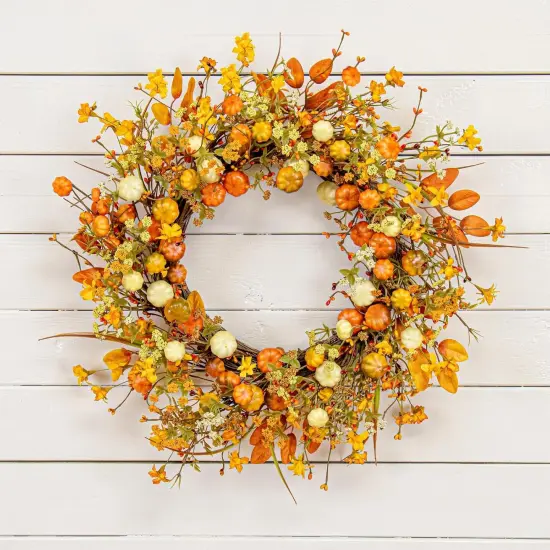 22 Inches Rustic Fall Wreath Farmhouse Autumn Wreaths {5}