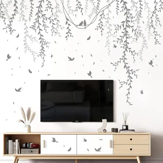 Hanging Willow Branch Wall Stickers - Grey {5}