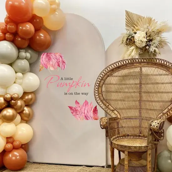 A Little Pumpkin is On The Way Decal - Pink Feather Pumpkin Pink {2}