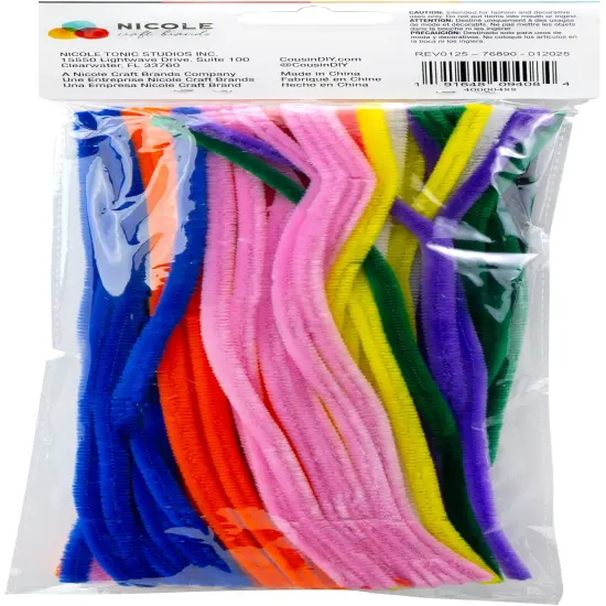CousinDIY Chenille Stems 6mmx12" 100/Pkg-Multi {4}