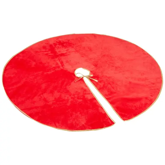 Juvale Red Christmas Tree Skirt, Plain Tree Skirt with Gold Trim for Holiday Decor, Stylish Holiday Indoor Decorations, Round Tree Mat Base Cover (42 Inches) {5}