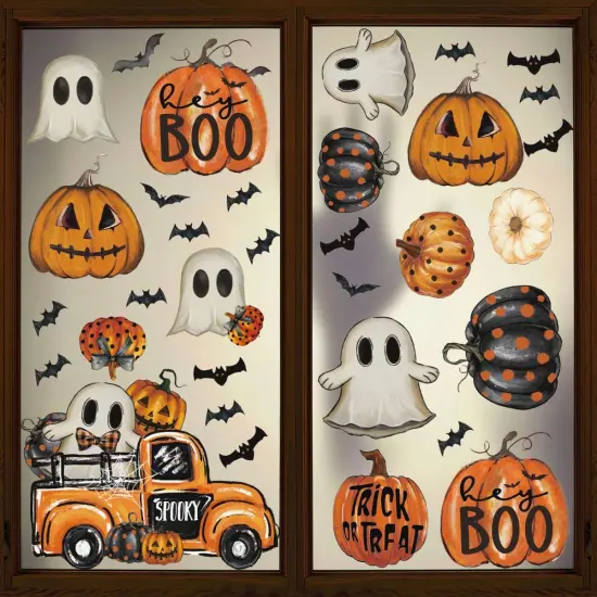 40 PCS Halloween Window Cling Sticker - Jack-O-Lantern Pumpkin {2}
