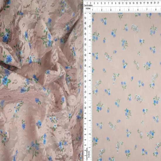 1 yard Ditsy Lace Digital Print Fabric 56/58 Inches Wide COCO {1}