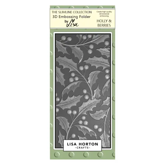 Lisa Horton Crafts Embossing Folder-Holly And Berries {1}