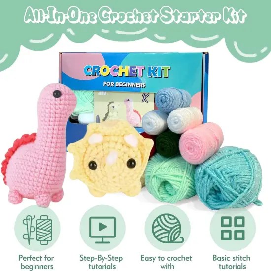 4 Pack Dinosaurs Crochet Kit (40%+ Yarn) {4}