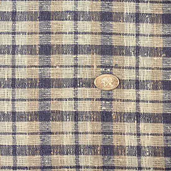 1 Yard Dusk Pure Linen Rustic Plaid 3-Tone Mesh Fabric Midweight 60 Inch Width Plaid and Dusk {7}