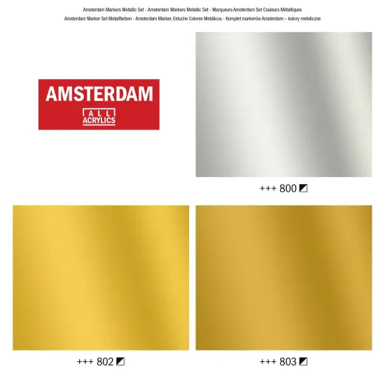 Amsterdam Acrylic Marker Set 4mm 3/Pkg-Metallic {4}