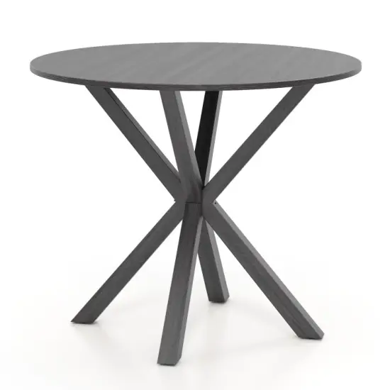 36 Inch Round Dining Table with Rubber Wood Legs and Pedestal Base Black {3}