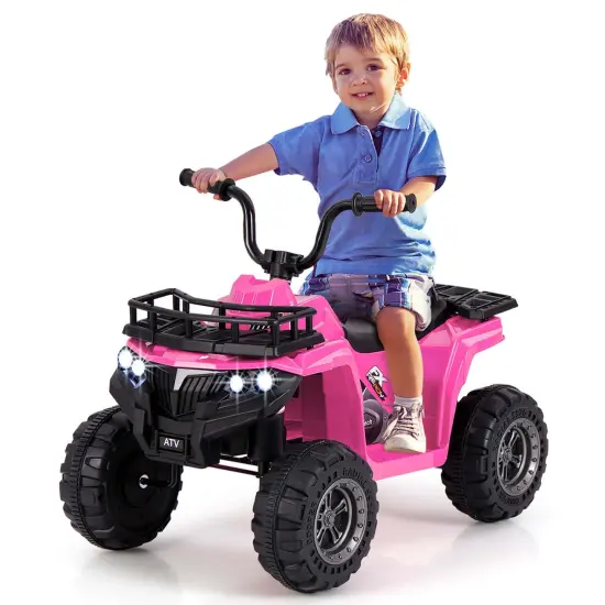 Costway Kids Ride On Electric ATV 6V 4-Wheeler Quad Car with One-Button Start Tread Tires Black/Navy/Red/Pink {9}