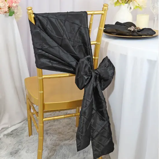10 Pieces Chic 9.5 by 108 inch Pintuck Taffeta Chair Sashes Black {2}