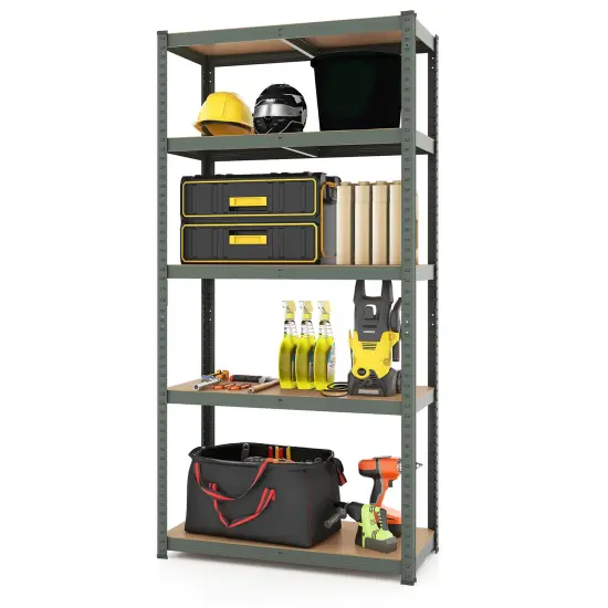 5-Tier Tall Freestanding Heavy Duty Metal Utility Rack with 5 Adjustable Shelves Suitable for Kitchens or Garage Gray {4}