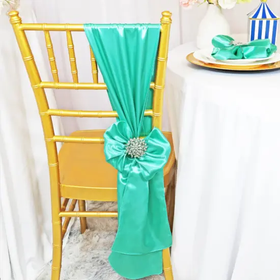 10 Pieces Satin Chair Sashes 8 by 108 inches Tiff Blue Or Aqua Blue {2}