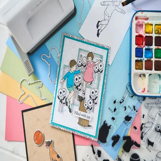 Sizzix A5 Clear Stamps W/Framelits Dies By 49 And Market-Play Time {6}