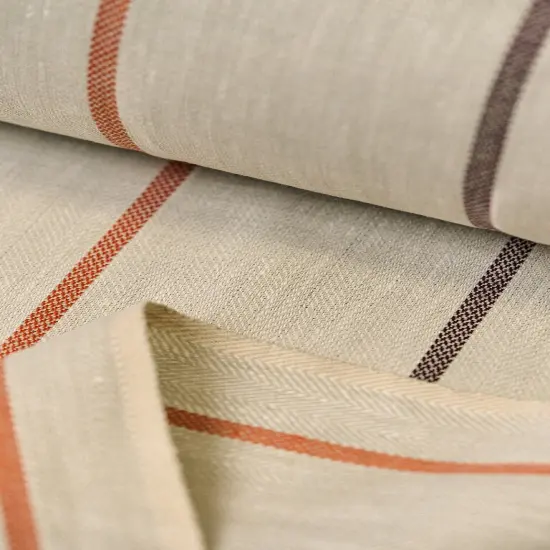 1 Yard Autumn Hue Herringbone Stripe Linen Premium Craft Fabric 54" Width Softened {2}