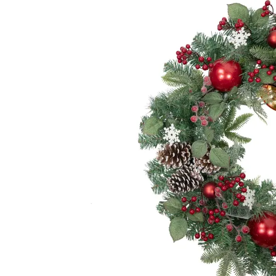Northlight Red Bells and Mixed Foliage Artificial Christmas Wreath, 30-Inch, Unlit {6}