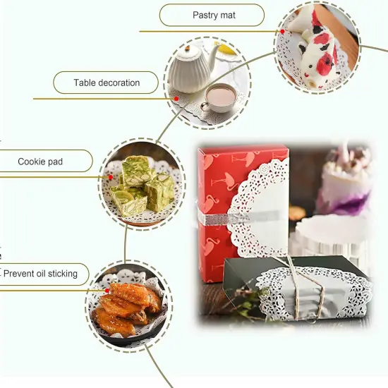 12 inch Round Paper Doilies/Lace Paper Placemats/Disposable Greaseproof Doilies,White,Pack of 100 {3}