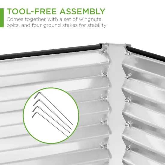 Best Choice Products 8x4x2ft Outdoor Metal Raised Garden Bed, Planter Box for Vegetables, Flowers, Herbs White {5}