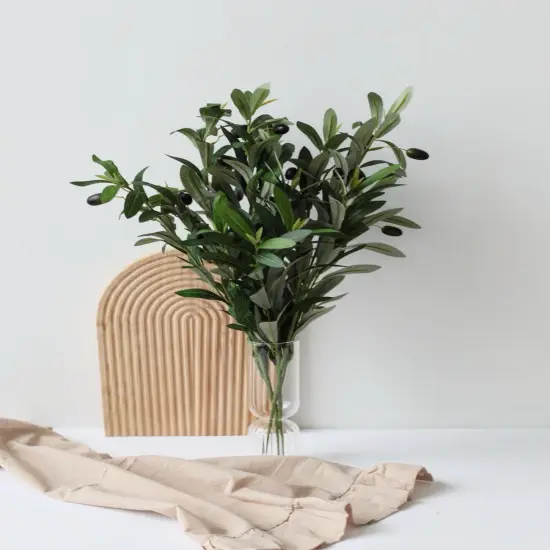 2pcs Artificial Olive Stems Fake Olive Tree Branches for Vase Tabletop Greenery Decor for Home Office Wedding Party {3}