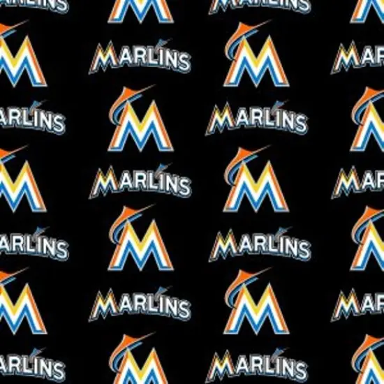 Licensed MLB Miami Marlins Black Cotton 6686-B Fabric by the Yard {1}