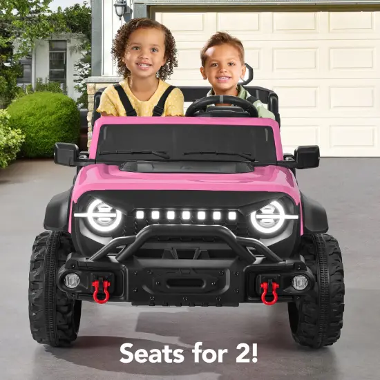 Best Choice Products Kids 24V 2-Seater Electric Ride-On Car Truck w/ Parent Control, Bluetooth, LED Lights Pink {3}