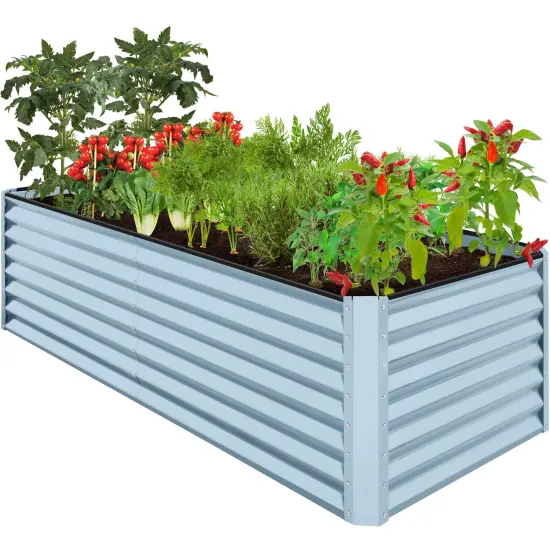 Best Choice Products 8x4x2ft Outdoor Metal Raised Garden Bed, Planter Box for Vegetables, Flowers, Herbs Mist Blue {1}