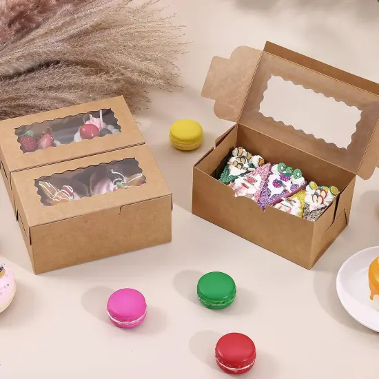 65 PCS Brown Bakery Boxes with Window - 6.29x3.54x2.95 Inches Cookie, Pastry, Treat, Cupcake, Cake, Dessert Boxes, Small Gift Boxes for Party, Business(Kraft) {2}