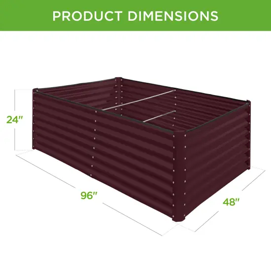 Best Choice Products 8x4x2ft Outdoor Metal Raised Garden Bed, Planter Box for Vegetables, Flowers, Herbs Burgundy {2}
