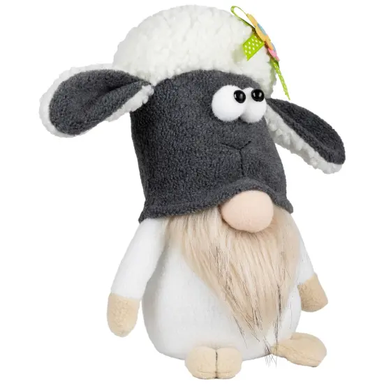 Northlight Plush Floral Sheep Gnome Easter Decoration - 9" - Tan and Gray Beige {4}