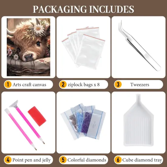 5D Highland Cow Diamond Painting Kits for Adults Beginners {5}