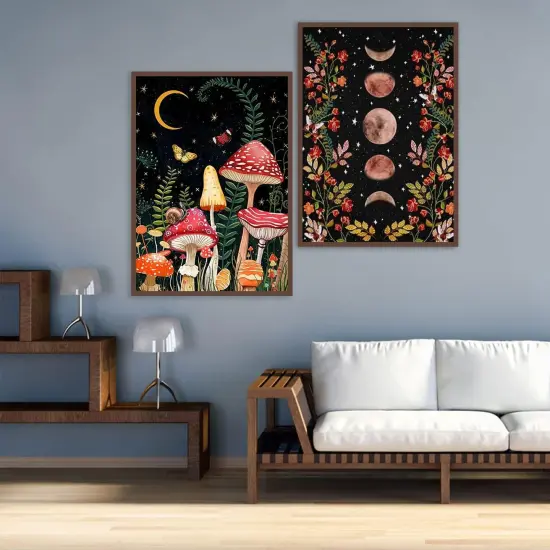 2 Pack Diamond Painting Kits for Adults,5D DIY Mushroom Forest Full Drill Round Art Gems with Moon Diamond Art Perfect for Home Wall Decor Diamond Dotz Inch12x16 {3}