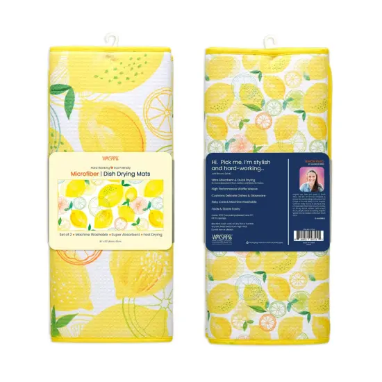 Lemon Plaid Microfiber Dish Drying Mats, Set of 2 {6}