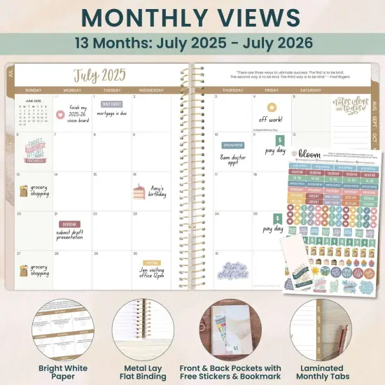 bloom daily planners 2025-26 Academic Planner, Soft Cover, 8.5" x 11", Brushed Beige {3}
