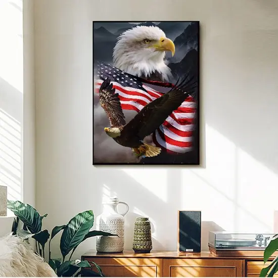 DIY 5D Diamond Painting Eagle and Flag by Numbers Kits for Adult and Kids,Round Full Drill Crystal Rhinestone Embroidery Cross Stitch Arts Canvas for Home Wall Decor {3}