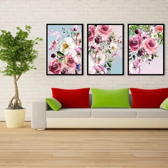 5D Diamond Art Painting,3 Pack Large Flowers Diamond Painting Kits for Adults,DIY Full Drill Crystal Rhinestone Arts and Crafts,Gem Art Painting Flower with Diamond Home Wall Decor 9.8x13.8 inch {3}