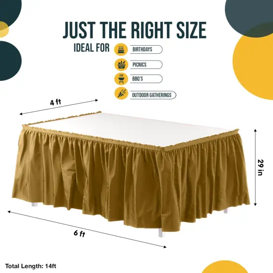 Ruffle Disposable Table Skirt 14 Ft Long Pleated Table Skirts with Adhesive Strip &ndash; Fits 6ft+ Rectangle or Round Tables &ndash; Ideal for Birthday Parties, Gender Reveal, Baby Showers & Event Decorations 6 pack by Exquisite Gold {4}