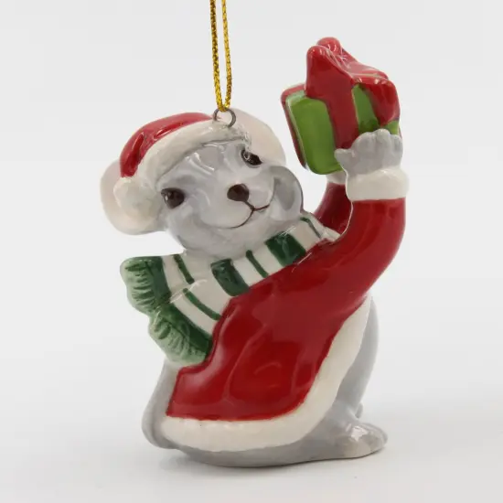 Ceramic Christmas Mouse With Gift Ornament, Home D&eacute;cor, Gift for Her, Gift for Mom, Kitchen D&eacute;cor, Christmas D&eacute;cor {2}